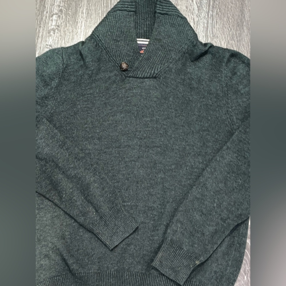 Weatherproof Vintage Men's Green Long-Sleeve Shawl Collar Sweater Size L (T1)